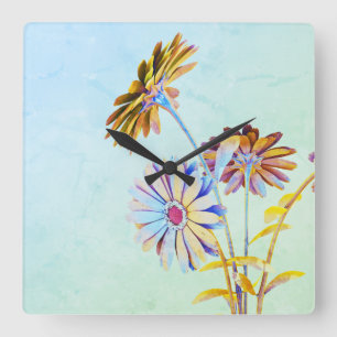 Floral Square Wall Clock