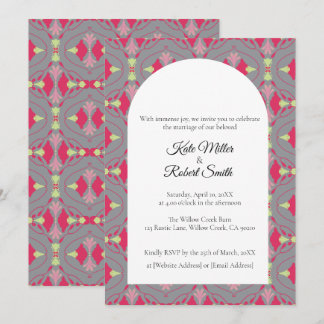 Floral Squircle Grey Invitation Card