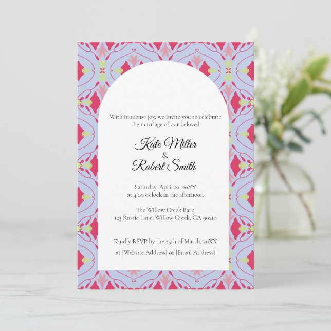 Floral Squircle Lavender Invitation Card (Standing Front)