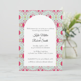 Floral Squircle Mint Green Invitation Card