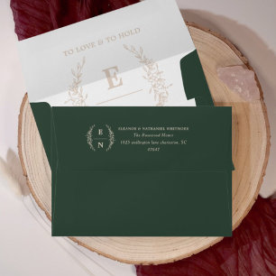 Floral Stacked Initials Monogram Wedding Envelopes