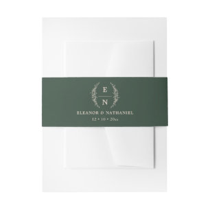Floral Stacked Initials Monogram Wedding Invitation Belly Band