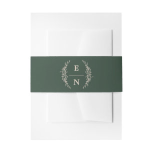 Floral Stacked Initials Monogram Wedding Invitation Belly Band