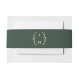 Floral Stacked Initials Monogram Wedding  Invitation Belly Band