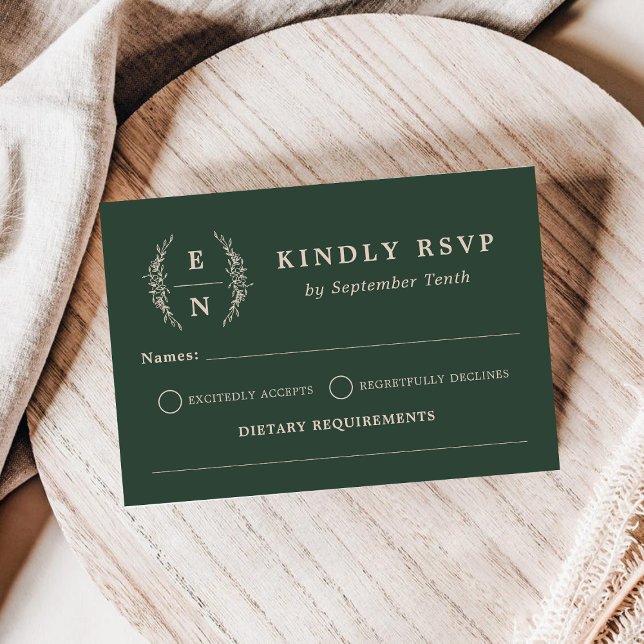 Floral Stacked  Monogram Initials Wedding Details  RSVP Card (Floral Stacked Monogram Initials Wedding Details RSVP Card)