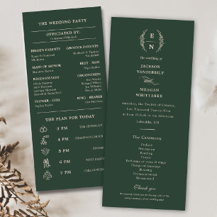 Floral Stacked Monogram Initials Wedding Programs Programme