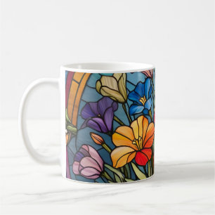 Floral stained glass coffee mug