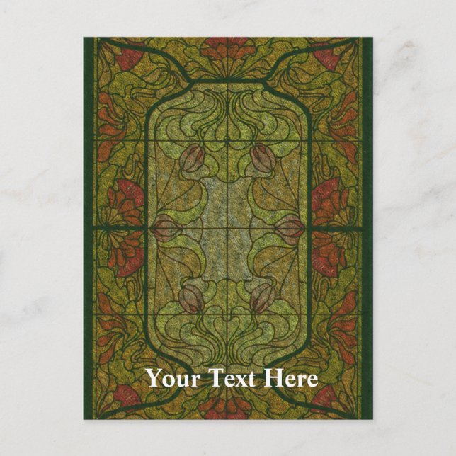 Floral Stained Glass Customisable Postcard (Front)