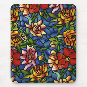 Floral Stained Glass Mouse Pad