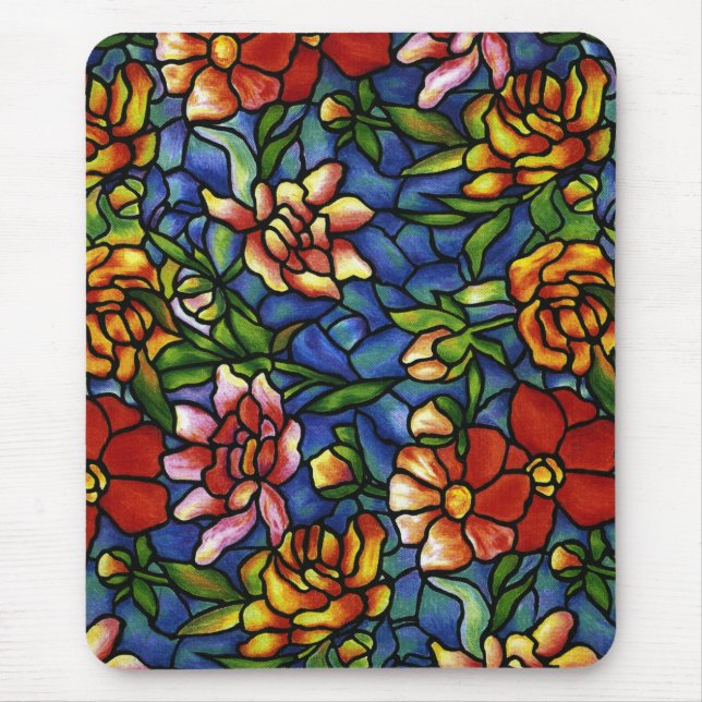 Floral Stained Glass Mouse Pad (Front)