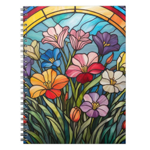 Floral stained glass notebook