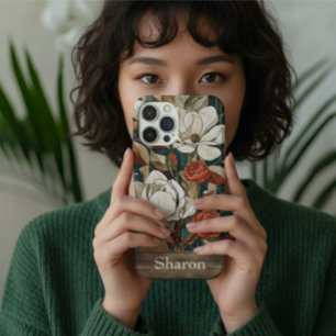Floral Stained-Glass Phone Case with Personalized