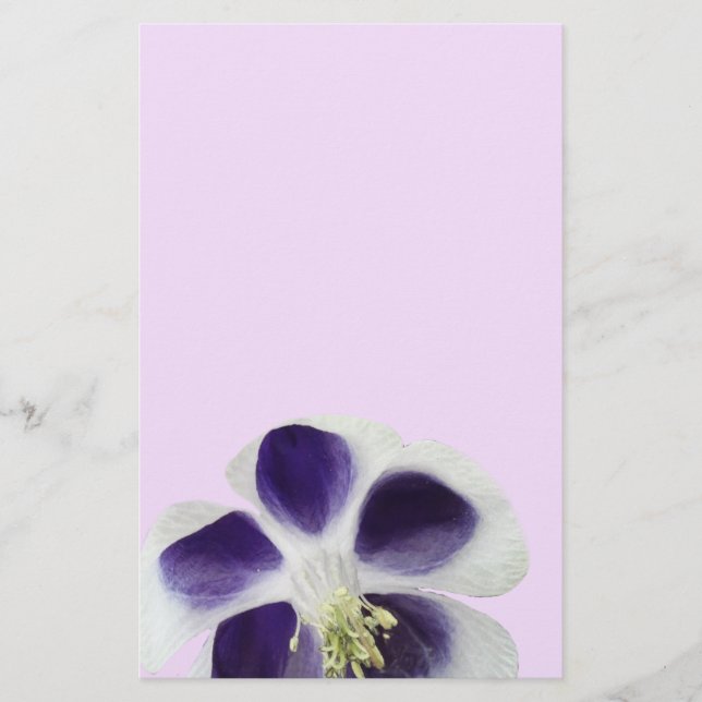 Floral Stationery, purple and White Blossom Stationery (Front)