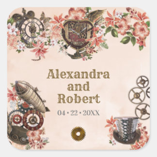 Floral Steampunk Thank You Favour Sticker