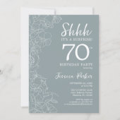 Floral Steel Blue Botanical Surprise 70th Birthday Invitation (Front)