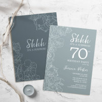 Floral Steel Blue Botanical Surprise 70th Birthday
