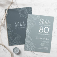 Floral Steel Blue Botanical Surprise 80th Birthday
