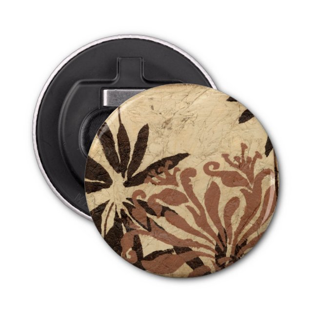 Floral Stencil Design with Tawny Leaves Bottle Opener (Front)