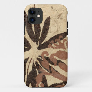 Floral Stencil Design with Tawny Leaves iPhone 11 Case