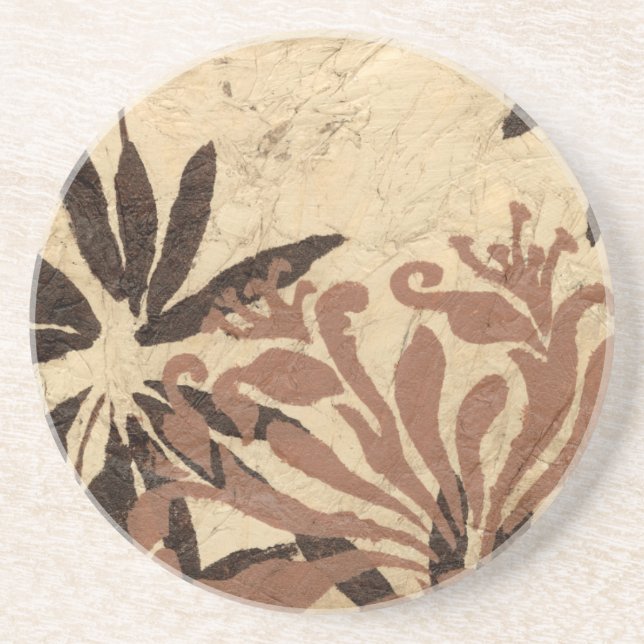 Floral Stencil Design with Tawny Leaves Coaster (Front)