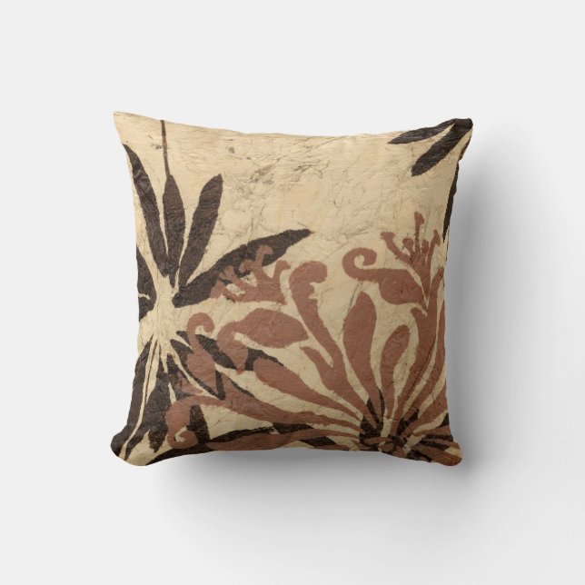 Floral Stencil Design with Tawny Leaves Cushion (Front)