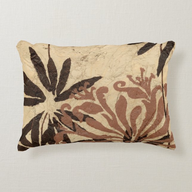 Floral Stencil Design with Tawny Leaves Decorative Cushion (Front)