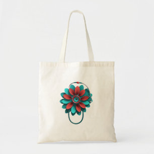Floral Stethoscope Design – Unique Medical & Healt Tote Bag