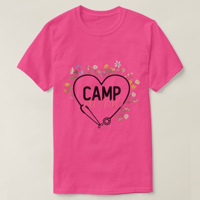 Floral Stethoscope Heart Nursing Camp Nurse 1295  T-Shirt (Design Front)