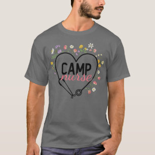 Floral Stethoscope Heart Nursing Camp Nurse T-Shirt
