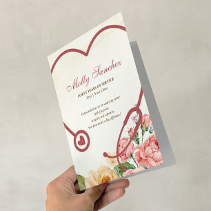 Floral Stethoscope Nurse Retirement Message Card