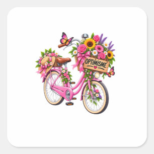 Floral Sticker 'Optimism' - Pink Flower Bike