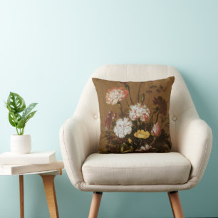 Floral Still Life Flowers in Vase, Vintage Baroque Cushion