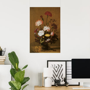 Floral Still Life Flowers in Vase, Vintage Baroque Poster