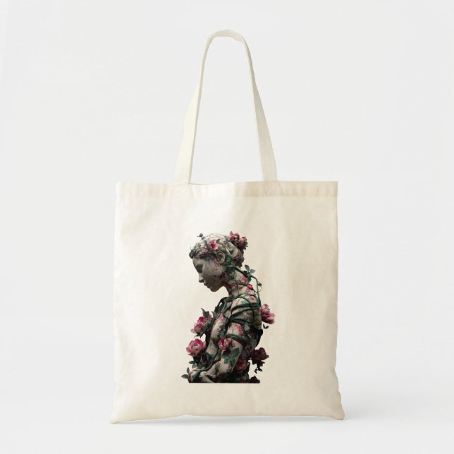 Floral Stone Goddess Tote Bag (Front)