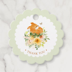 Floral Storybook Fox Baby Shower Favour Tags
