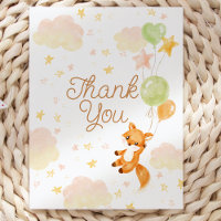 Floral Storybook Fox Baby Shower Thank You Card