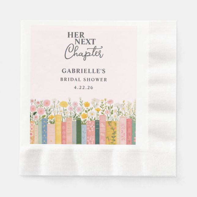 Floral Storybook Her Next Chapter Bridal Shower  Napkin (Front)