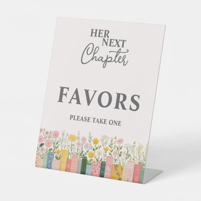 Floral Storybook Her Next Chapter Bridal Shower  Pedestal Sign (Front)