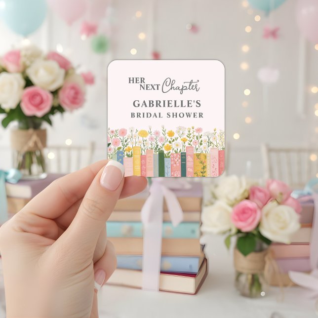 Floral Storybook Her Next Chapter Bridal Shower  Square Sticker (Creator Uploaded)