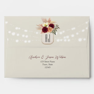 Floral String Lights Wedding Envelope