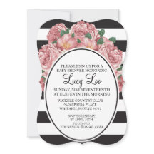 Floral & Stripe Bridal or Baby Shower Invite