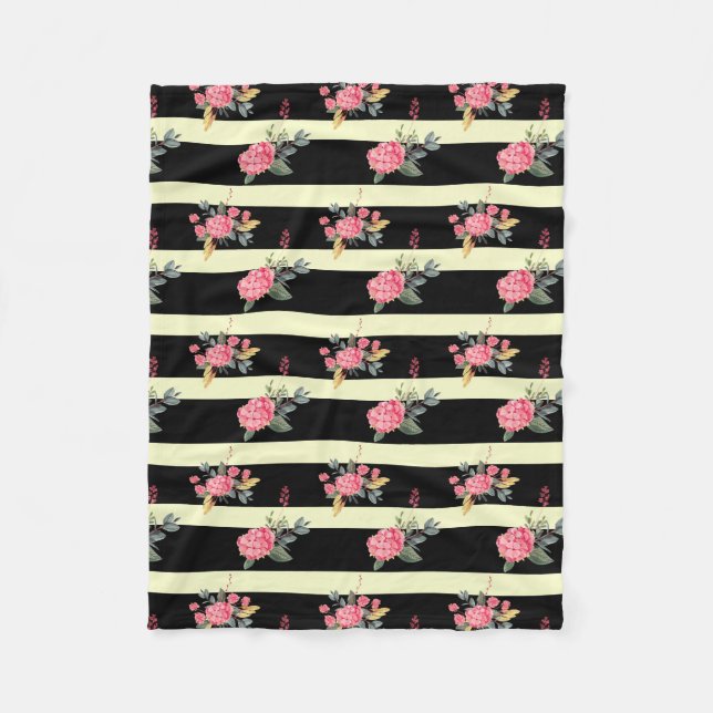 FLORAL STRIPE FLEECE BLANKET (Front)