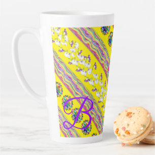 Floral Stripe Latte Mug