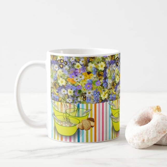 Floral Stripe Soup Mug (With Donut)