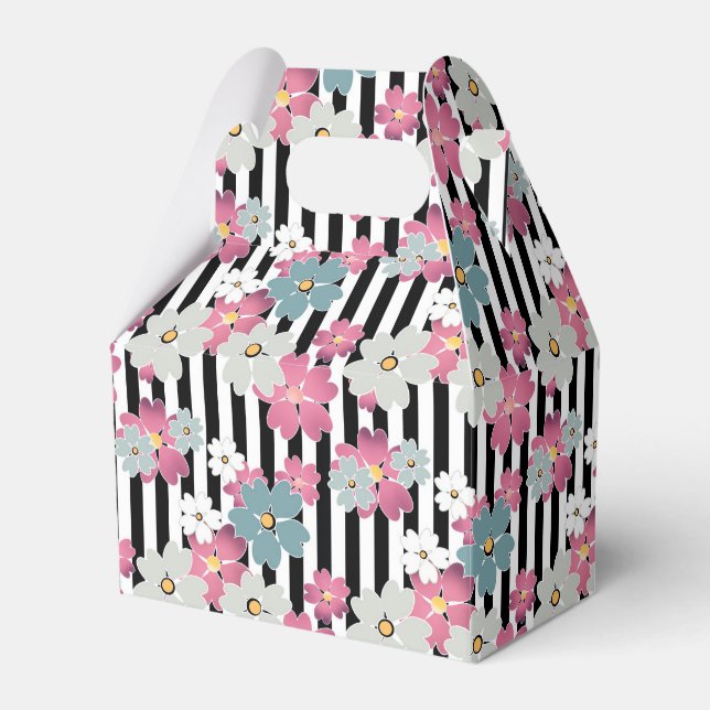 Floral, striped favour box (Front Side)
