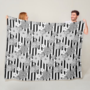 Floral, striped fleece blanket