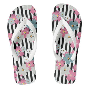 Floral, striped jandals