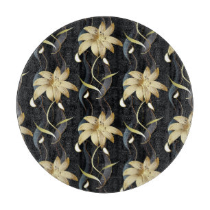 Floral Striped Luxury: 3D Vintage. Cutting Board
