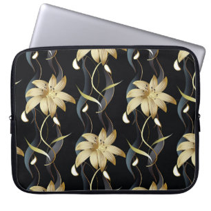 Floral Striped Luxury: 3D Vintage. Laptop Sleeve