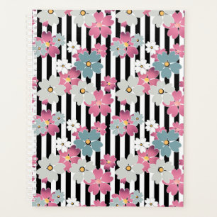 Floral, striped planner